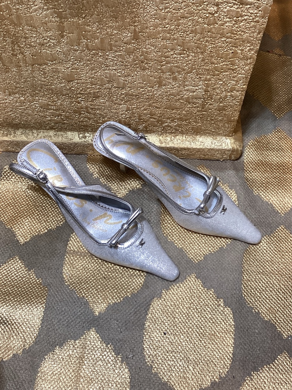 Silver Pointed Slingback Heels - Unbranded